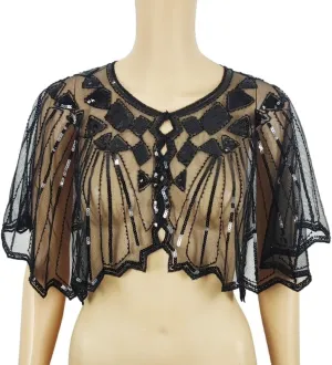 1920s Women's Shawl Wraps for Evening Dresses Ladiery Women's Sequin Beaded Flapper Shawls and Wraps for Evening Dresses Evening Party Wedding Shawls 04
