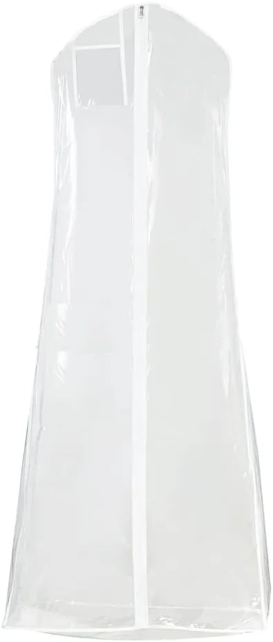 1Pc Plastic Wedding Dress Cover Protector Bags Transparent Clothing Dust Cover White Wedding Dress Garment Bag Long Dress Cover Bag with Zipper for Bridal Gowns Evening Dresses Suits Coats