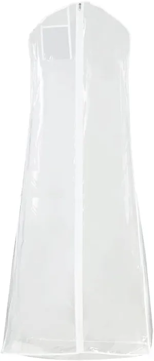 1Pc Plastic Wedding Dress Cover Protector Bags Transparent Clothing Dust Cover White Wedding Dress Garment Bag Long Dress Cover Bag with Zipper for Bridal Gowns Evening Dresses Suits Coats