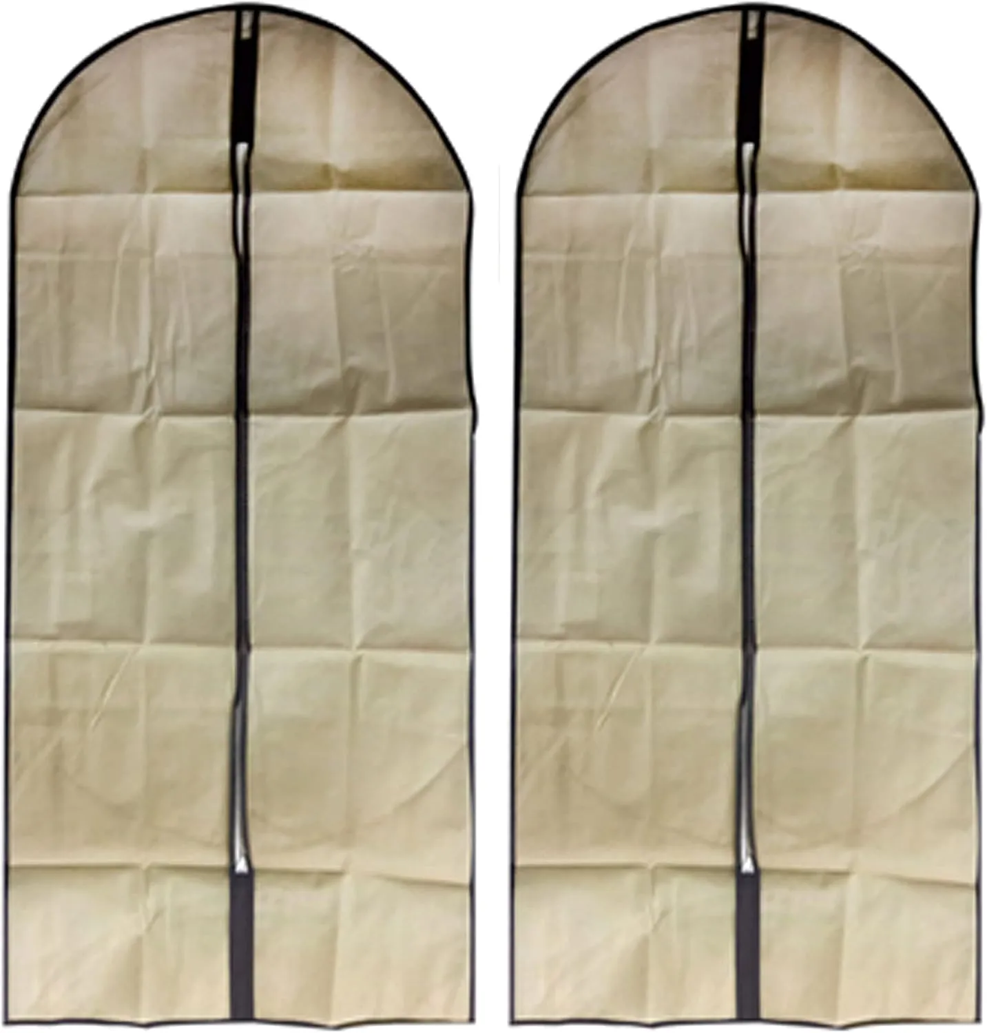 2 Pc Garment Bag Travel Suit Dress Storage 54" Tan Cover Zipper Coat Carrier
