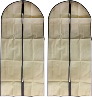 2 Pc Garment Bag Travel Suit Dress Storage 54" Tan Cover Zipper Coat Carrier