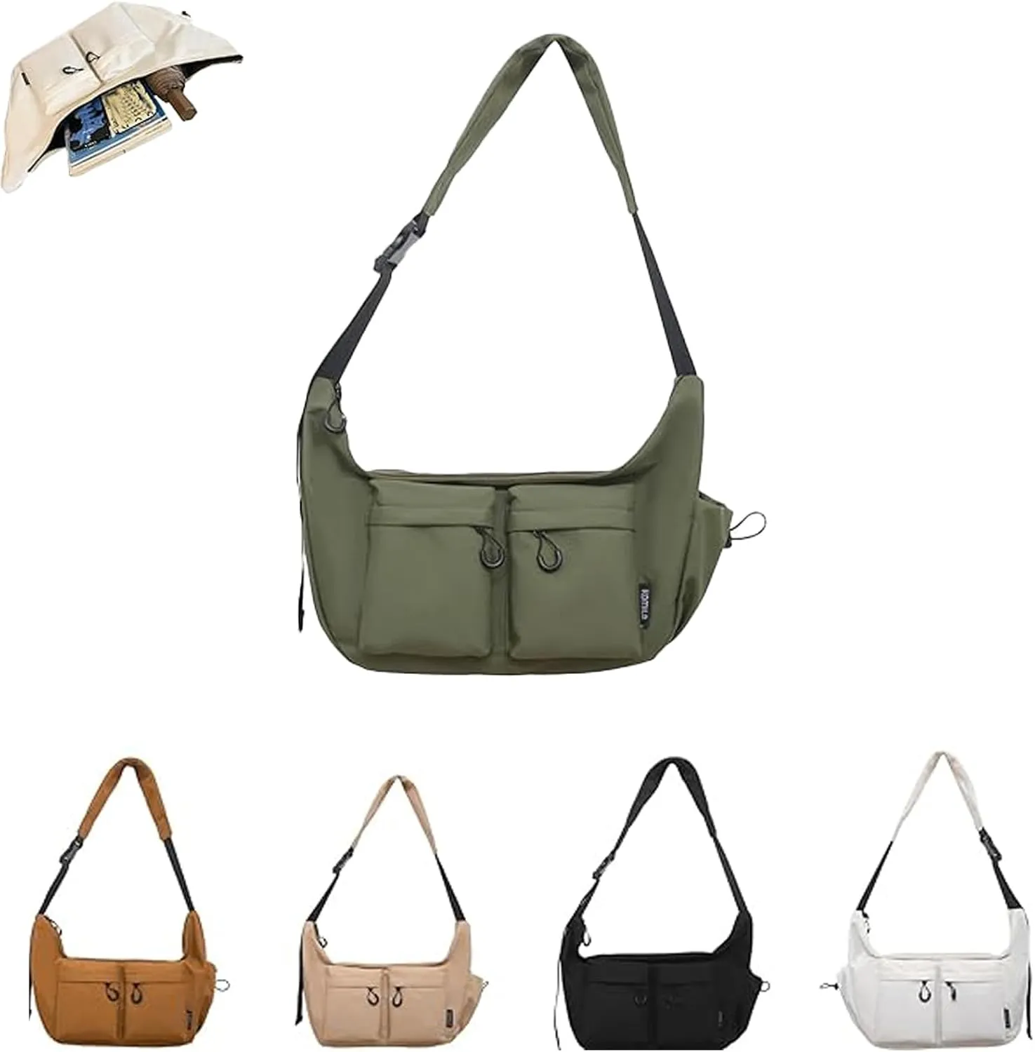 2025 New Large Capacity Messenger Canvas Bag, Large Crossbody Bag Shoulder Purse, Vintage Water Resistant Canvas Satchel