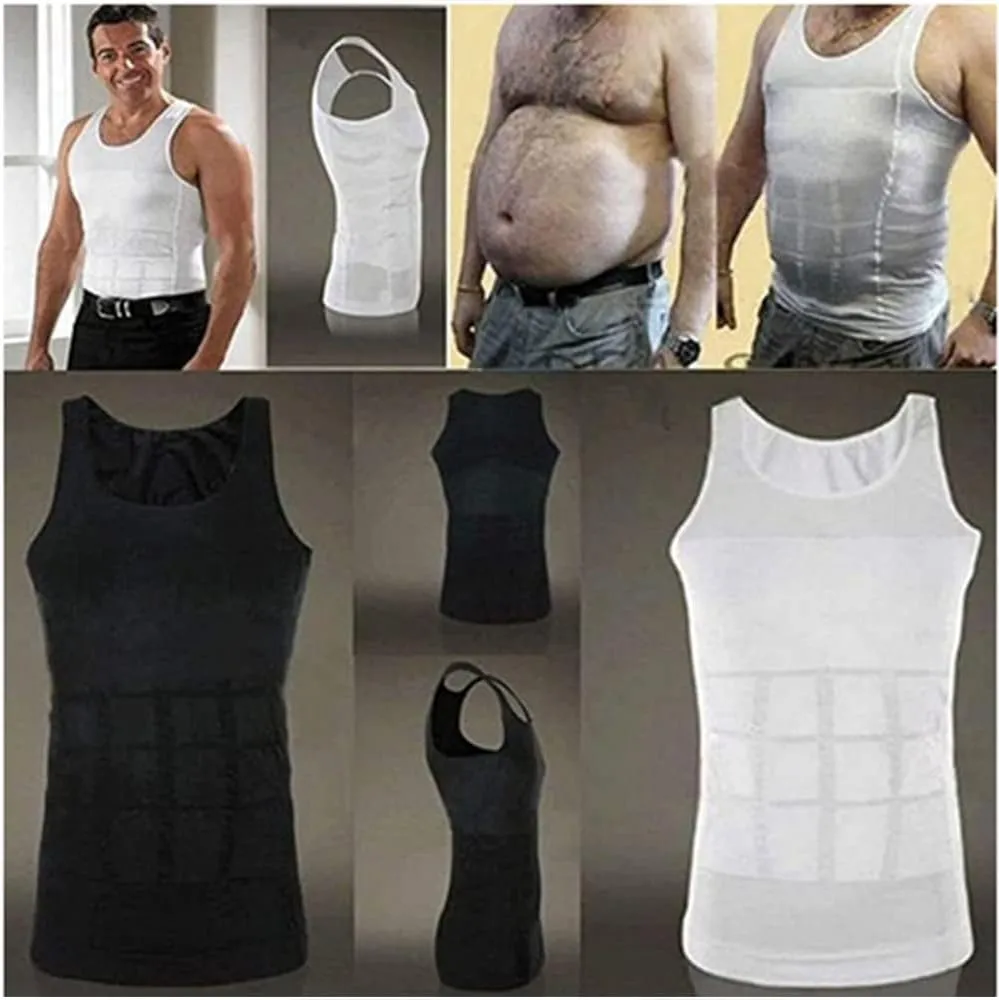 2pcs Men's Slim Body Shaper Tank Top Shirt Belly Slim Undershirt Compression Shirt Slim Fit