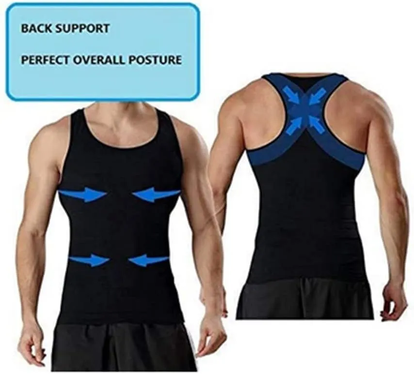 2pcs Men's Slim Body Shaper Tank Top Shirt Belly Slim Undershirt Compression Shirt Slim Fit