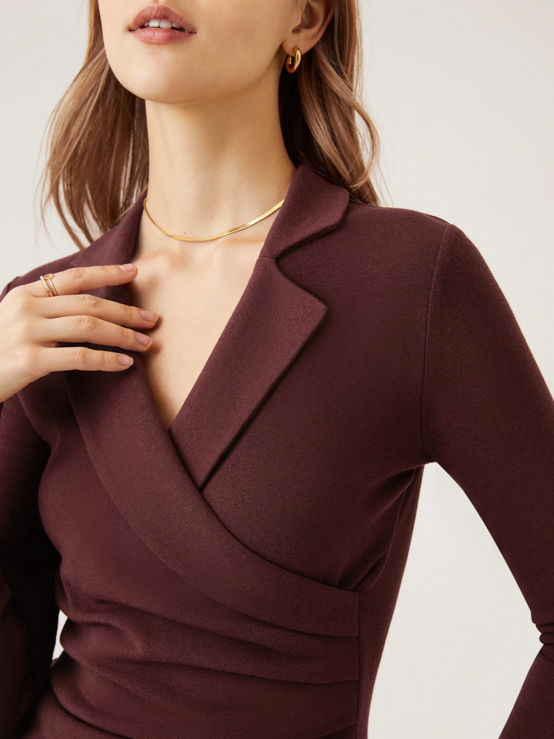 2Pcs Set Collared Surplice Top