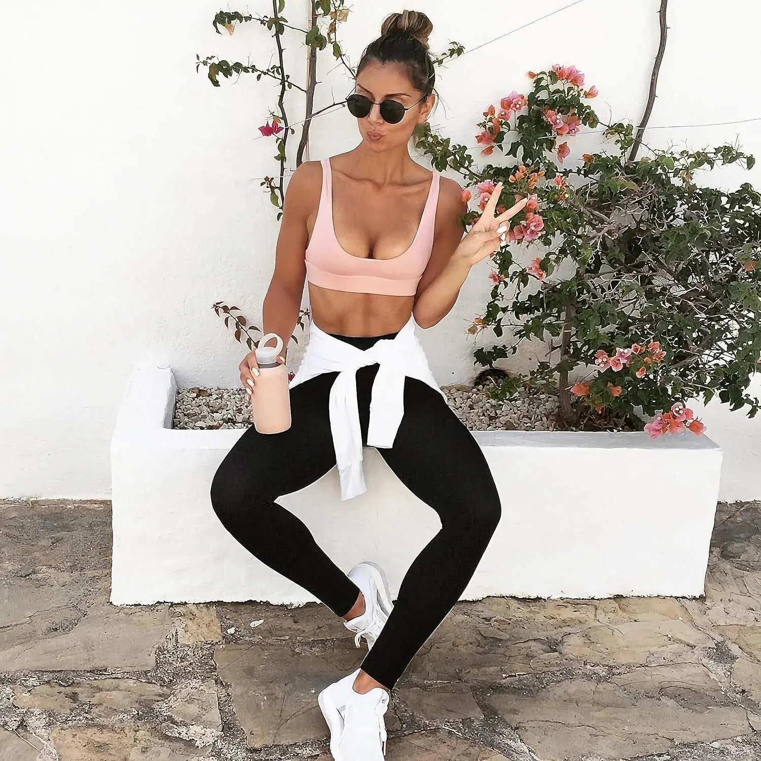 5 Pack Leggings for Women High Waisted No See-Through Soft Tummy Control Black Pants for Running Yoga Athletic Workout