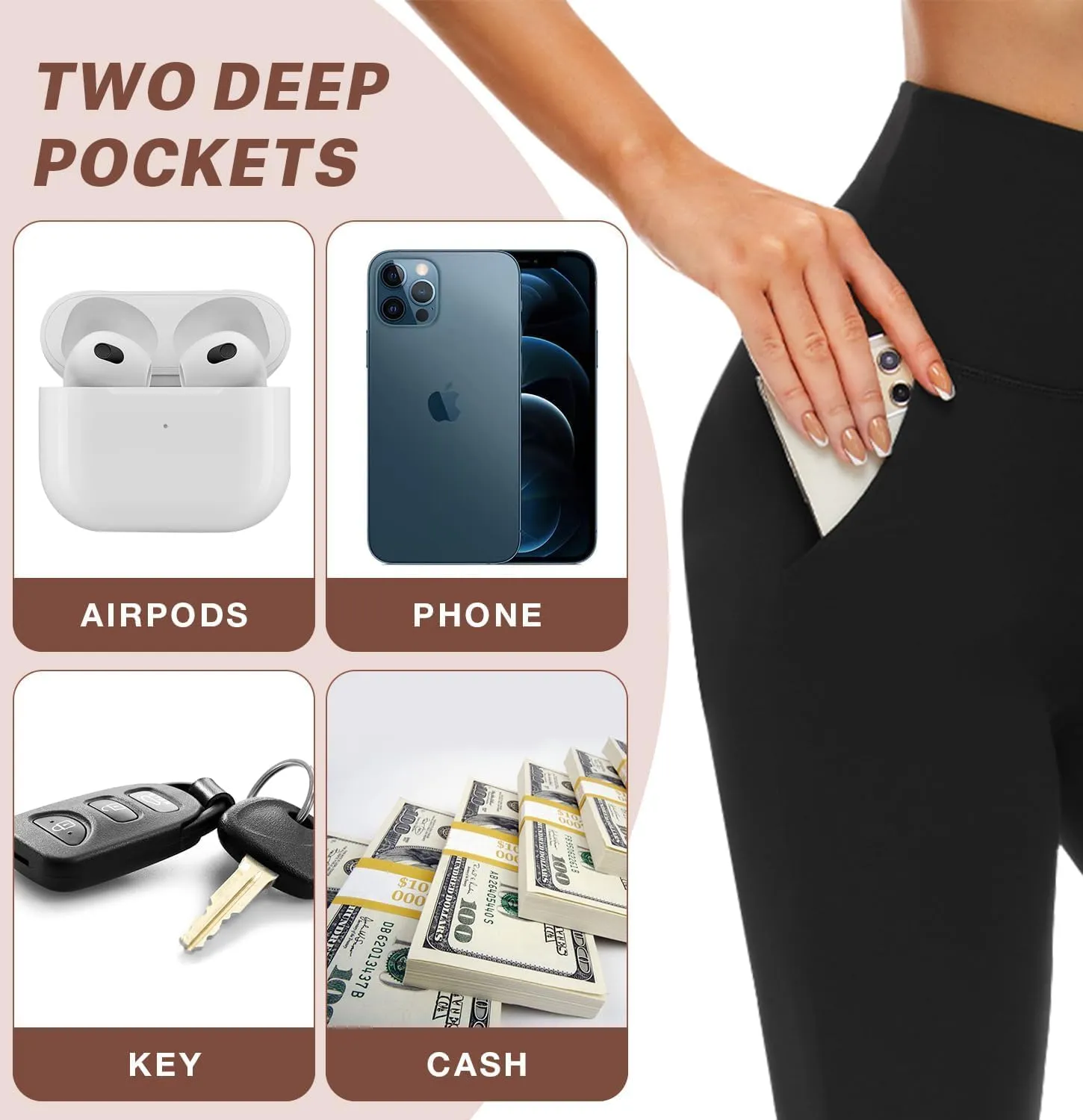 5 Pack Leggings for Women High Waisted No See-Through Soft Tummy Control Black Pants for Running Yoga Athletic Workout