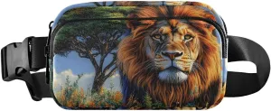 Africa Plain Lion Fanny Pack Water Resistant, Women Men Waist Pack Sling Bag Purse for Travel Hiking