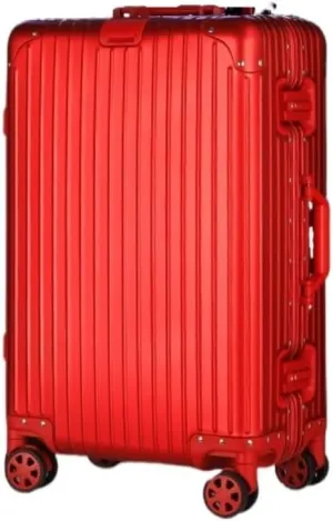 Aluminum, Magnesium Alloy Spinner Suitcase, Red, 20in, 4 Wheels, TSA Lock, Telescopic Handle, Hard Shell, Water Resistant