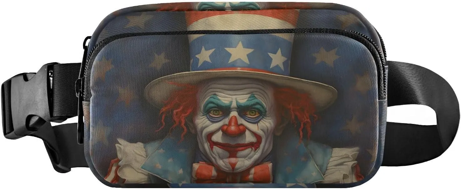 American Clown Fanny Pack for Travel Hiking Water Resistant Waist Pack Sling Bag Purse for Women Men