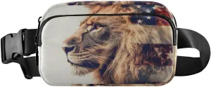 American Lion Portrait Fanny Pack Water Resistant Waist Pack Sling Bag Purse for Women Men Travel Hiking