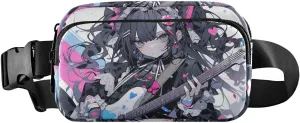 Anime Maid Guitar Fanny Pack Water Resistant, Women Men Waist Pack Sling Bag Purse for Travel Hiking