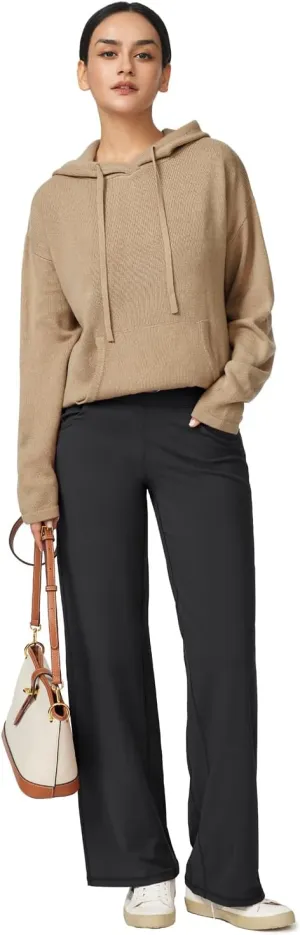 Arach&Cloz Womens 2023 Two Piece Outfits Knit Sweaters Hoodies and Wide Leg Yoga Pants Tracksuit Lounge Sets with Pockets