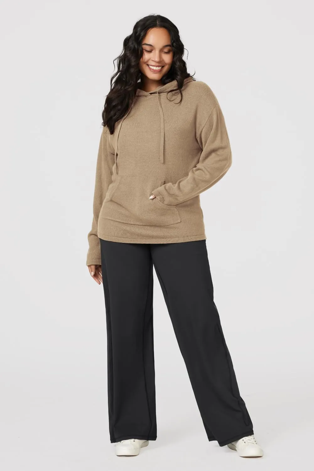 Arach&Cloz Womens 2023 Two Piece Outfits Knit Sweaters Hoodies and Wide Leg Yoga Pants Tracksuit Lounge Sets with Pockets