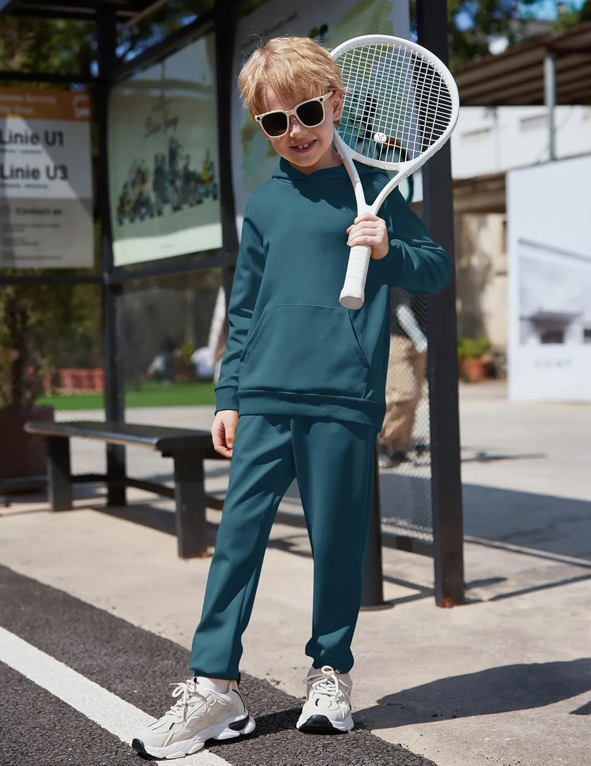 Arshiner 2 Piece Outfit Boys Pullover Hoodies Sweatshirt Suit For Kids Tracksuit Set