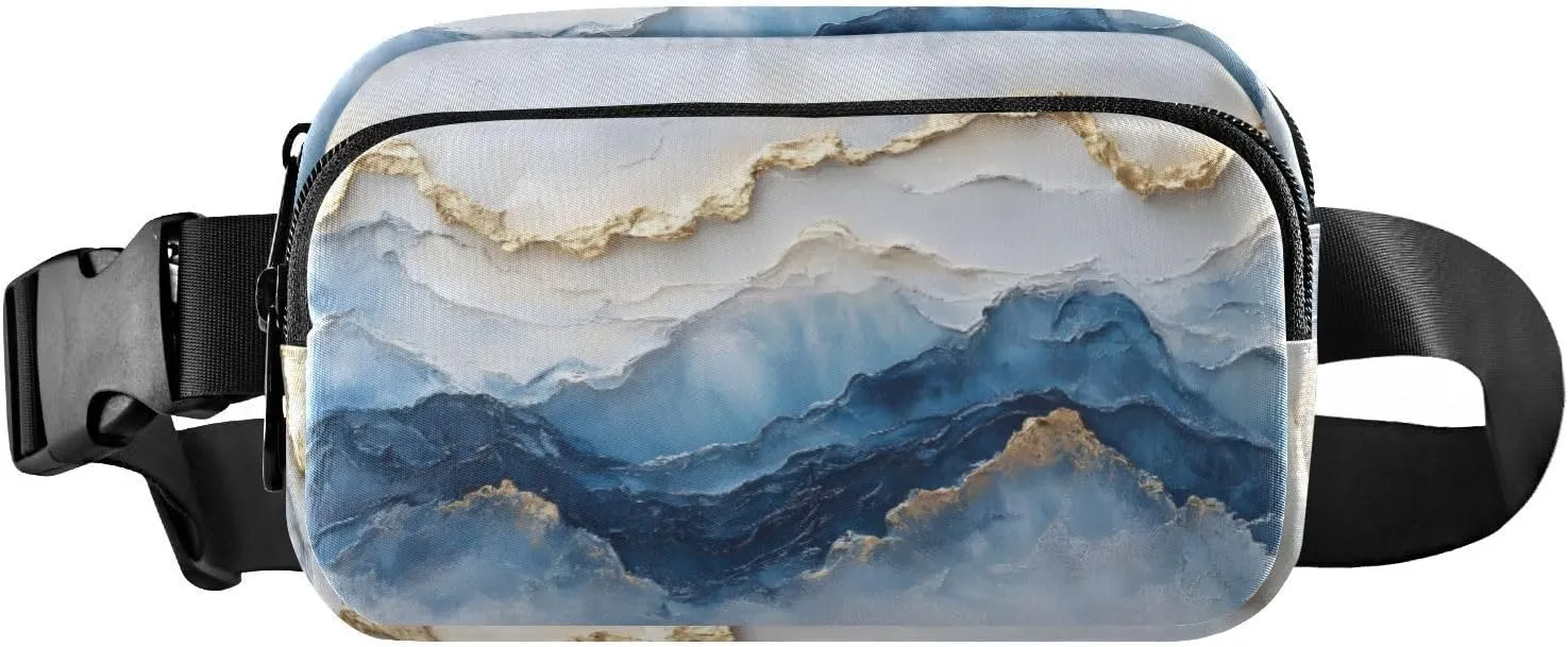 Art Marble Fanny Packs for Women Men, Water Resistant Waist Pack Sling Bag Purse for Travel Hiking
