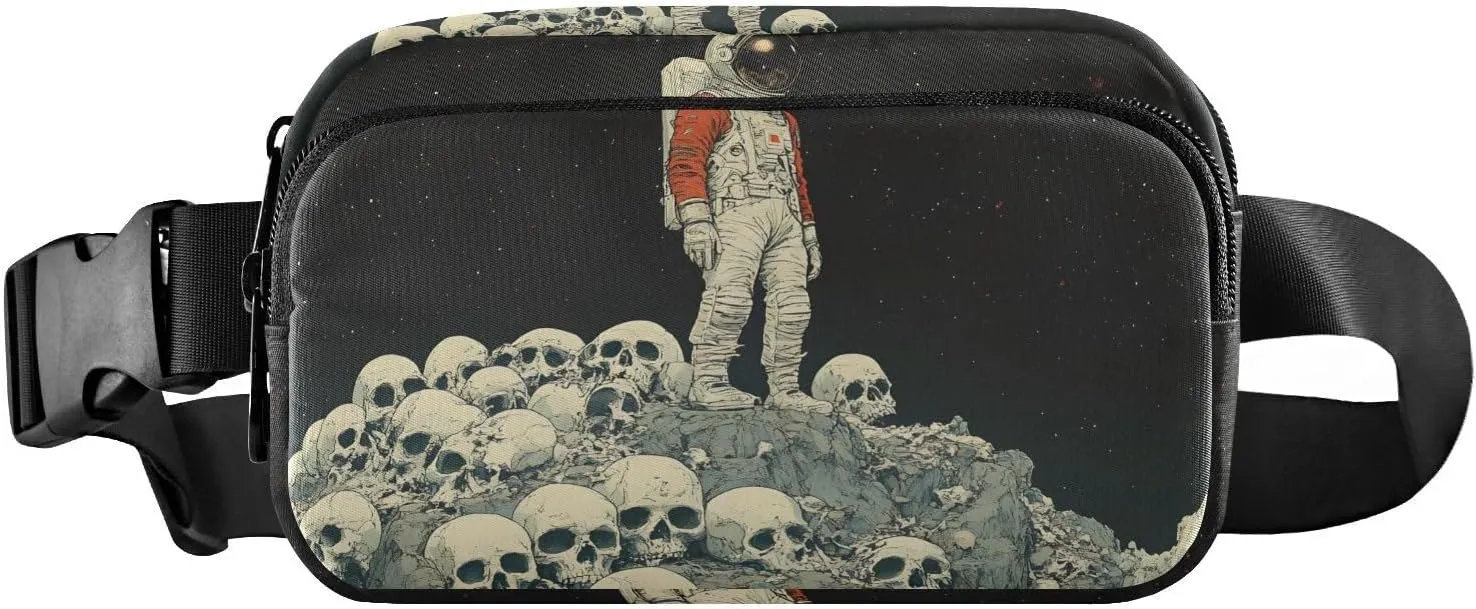 Astronaut Skulls Fanny Packs for Women Men, Water Resistant Waist Pack Sling Bag Purse for Travel Hiking
