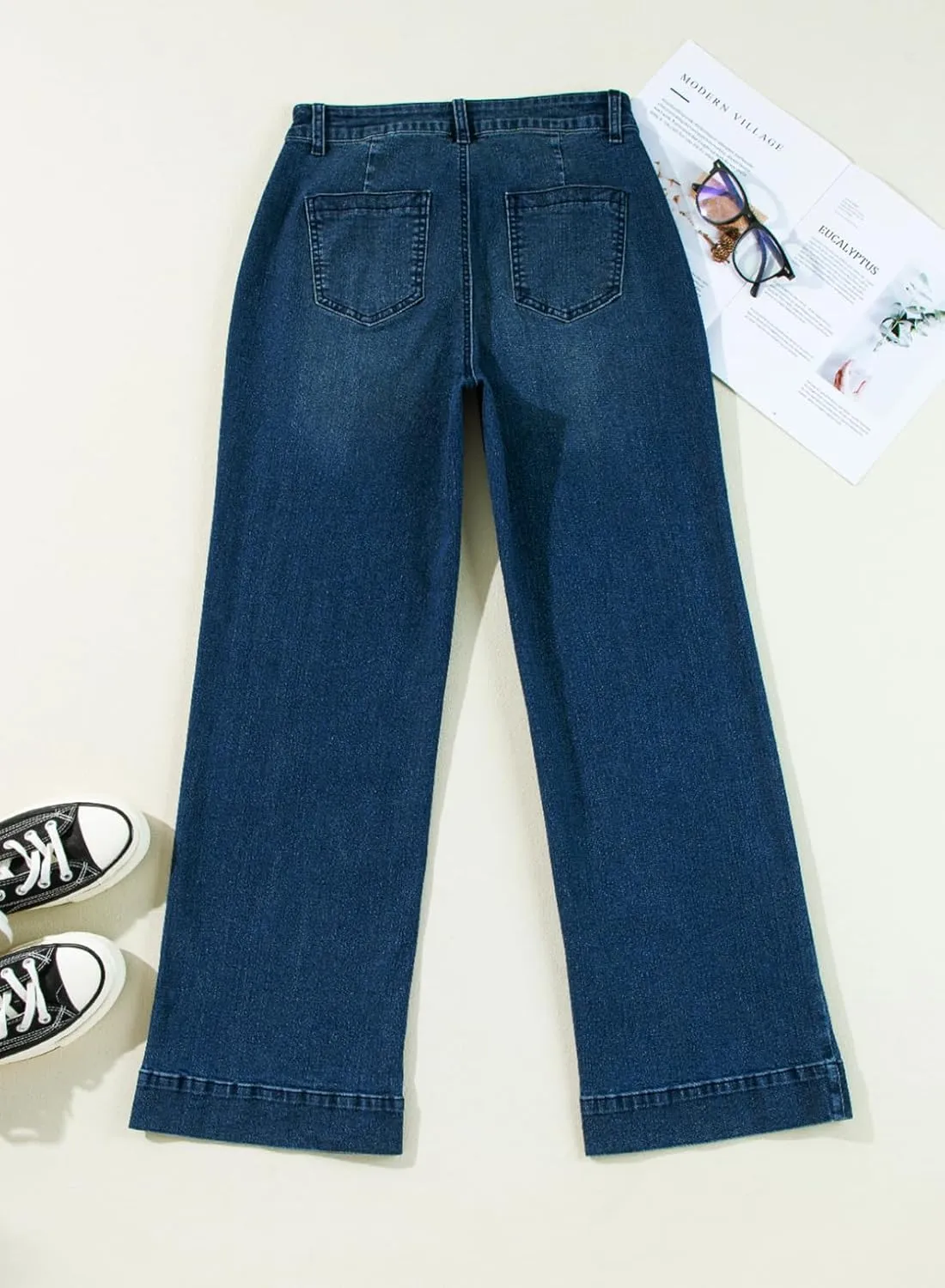 Astylish Women's Wide Leg Jeans High Waisted Stretchy Straight Leg Jeans Loose Trendy Denim Pants with Pocket