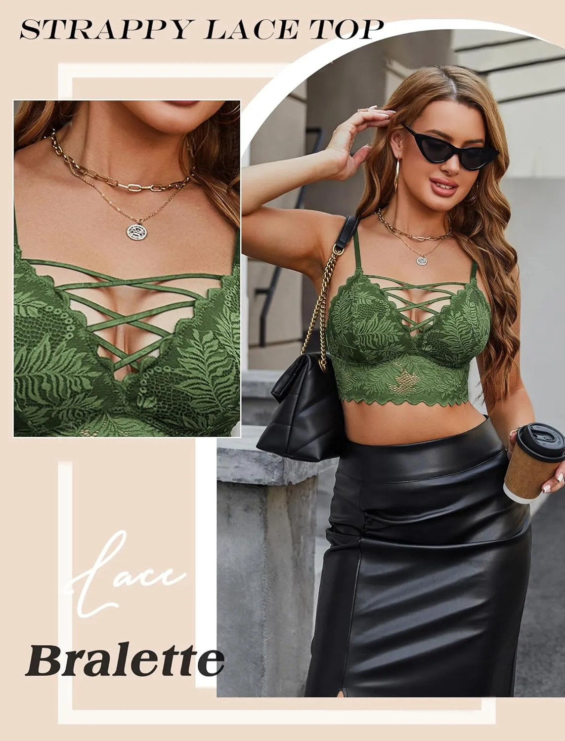 Avidlove Bralettes for Women V Neck Lace Camisole Y2K Tank Top Strappy Cami Unpadded Bra Lingerie Crop Tops Outfits