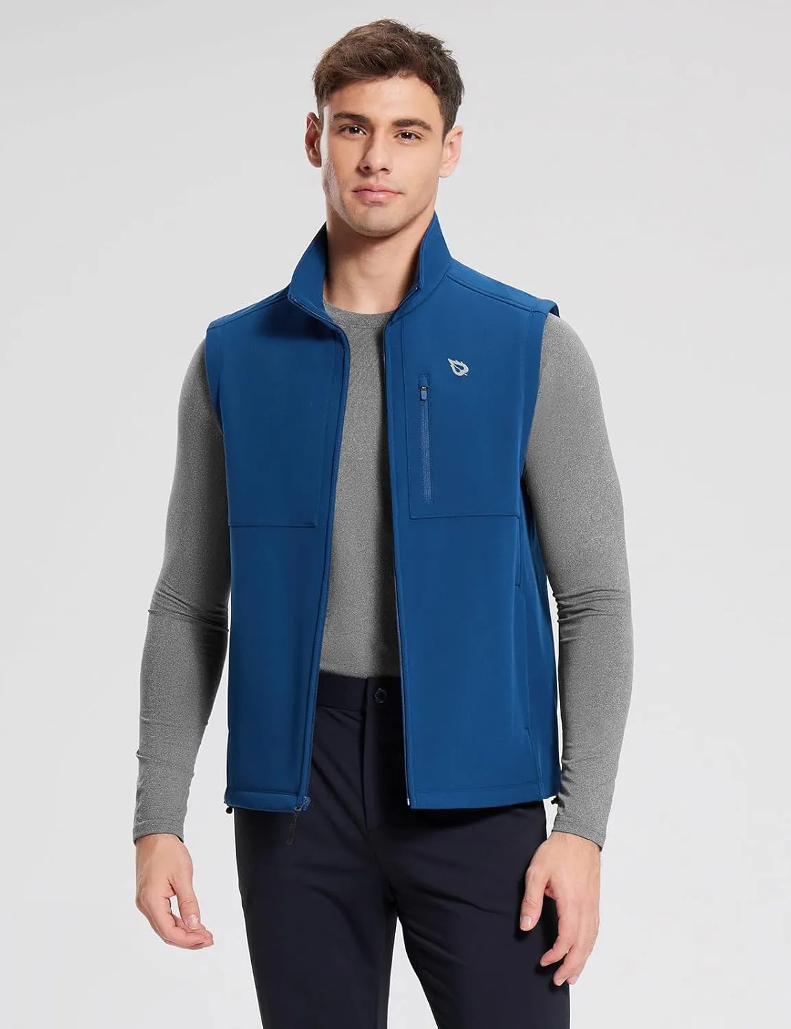 baleaf Men's Golf Vest Fleece Lined Softshell Sleeveless Jacket Water Resistant Cold Weather Running Gear Winter Pockets