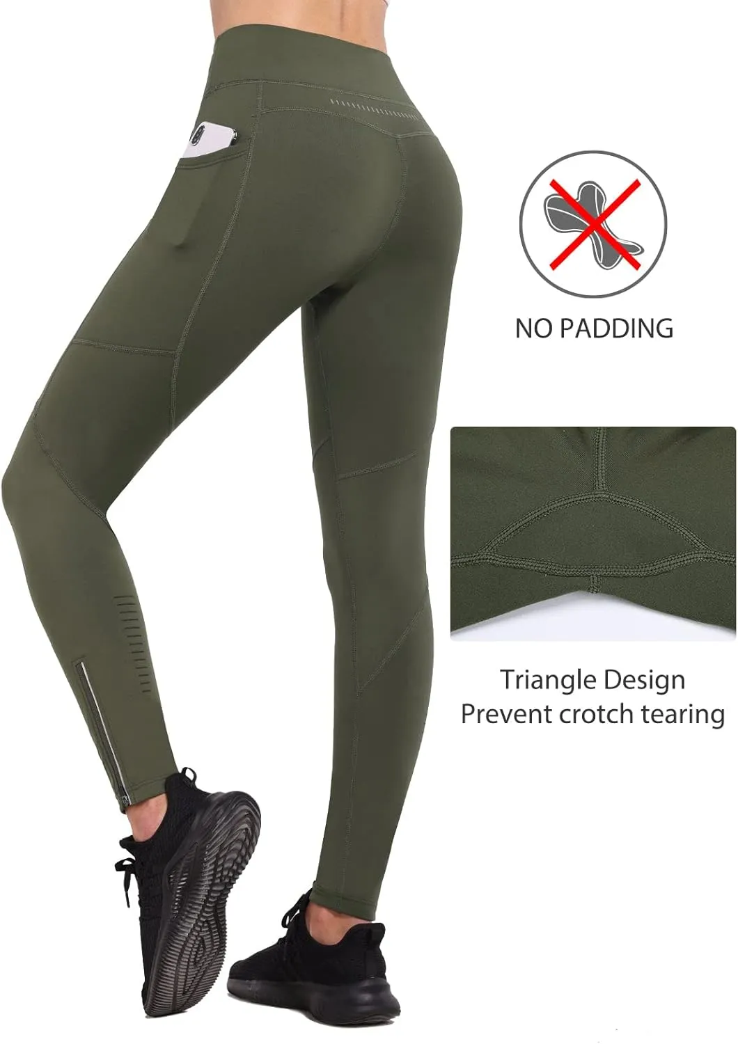 baleaf Women's Fleece Lined Leggings Water Resistant Winter Clothes Running Tights Cold Weather Hiking Pants Zip Pockets
