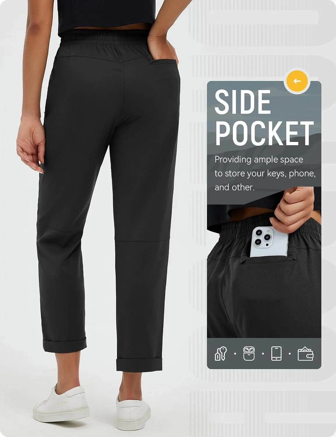 baleaf Women's Hiking Pants Ripstop Water Resistant Lightweight Golf Pants Quick Dry Zip Pockets Work Travel Clothes