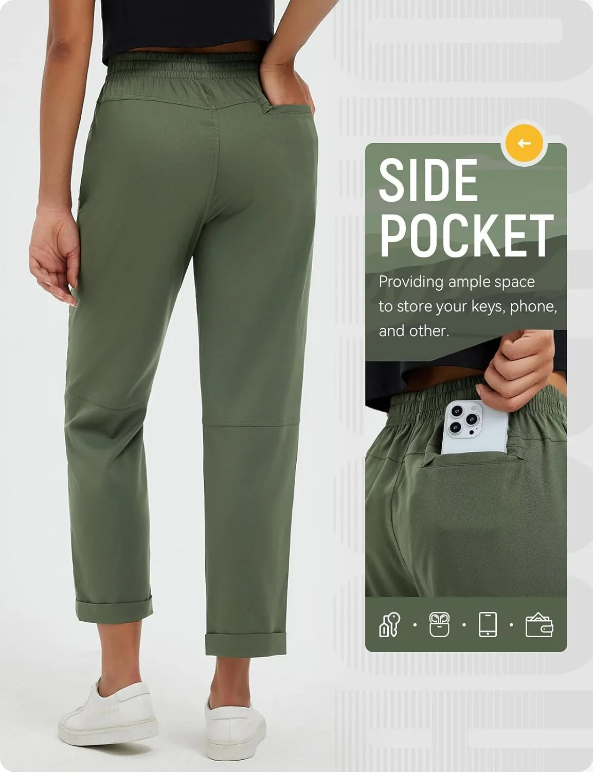 baleaf Women's Hiking Pants Ripstop Water Resistant Lightweight Golf Pants Quick Dry Zip Pockets Work Travel Clothes