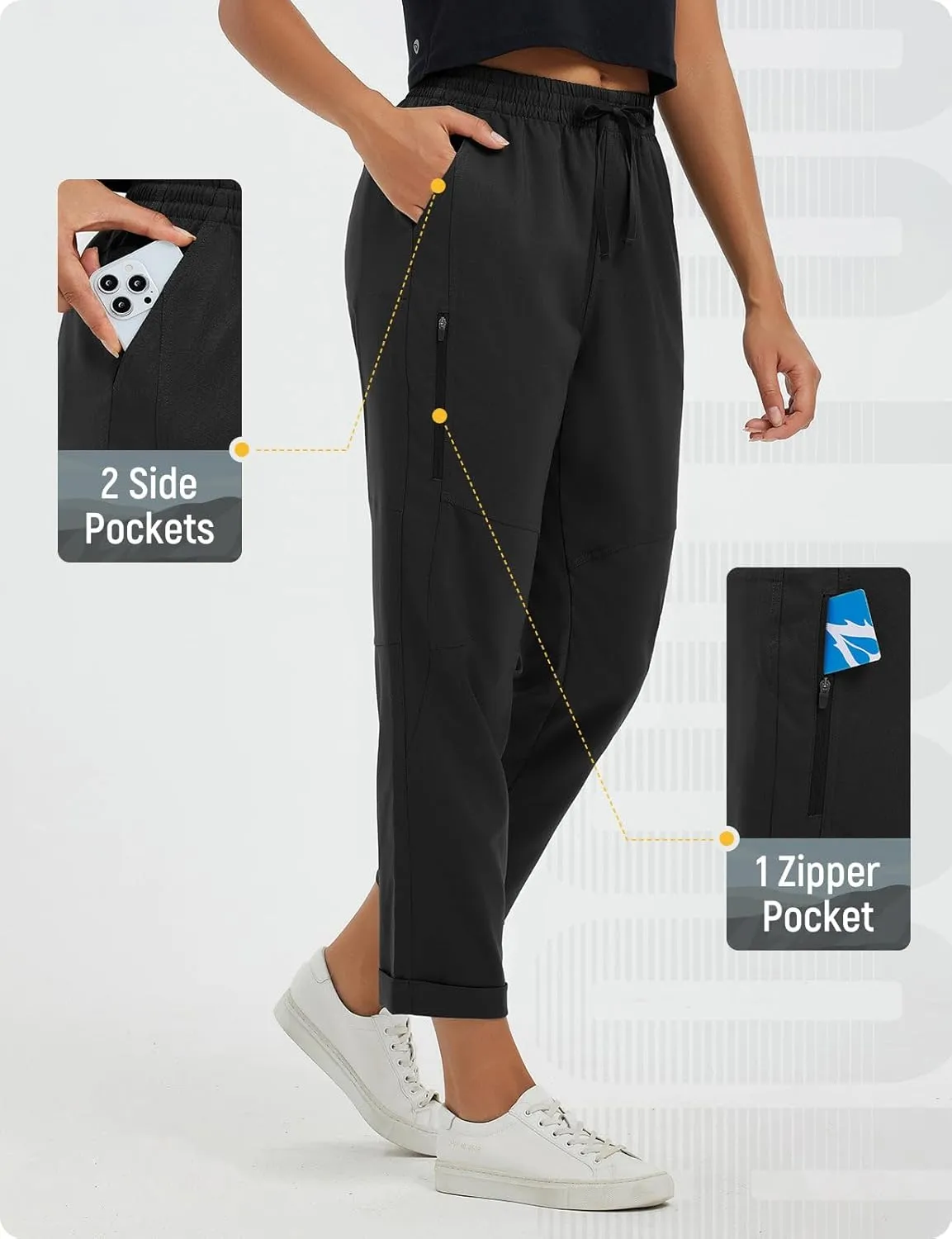 baleaf Women's Hiking Pants Ripstop Water Resistant Lightweight Golf Pants Quick Dry Zip Pockets Work Travel Clothes