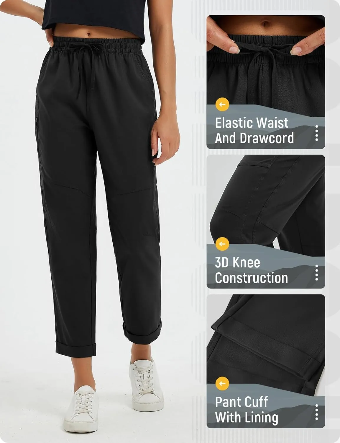 baleaf Women's Hiking Pants Ripstop Water Resistant Lightweight Golf Pants Quick Dry Zip Pockets Work Travel Clothes