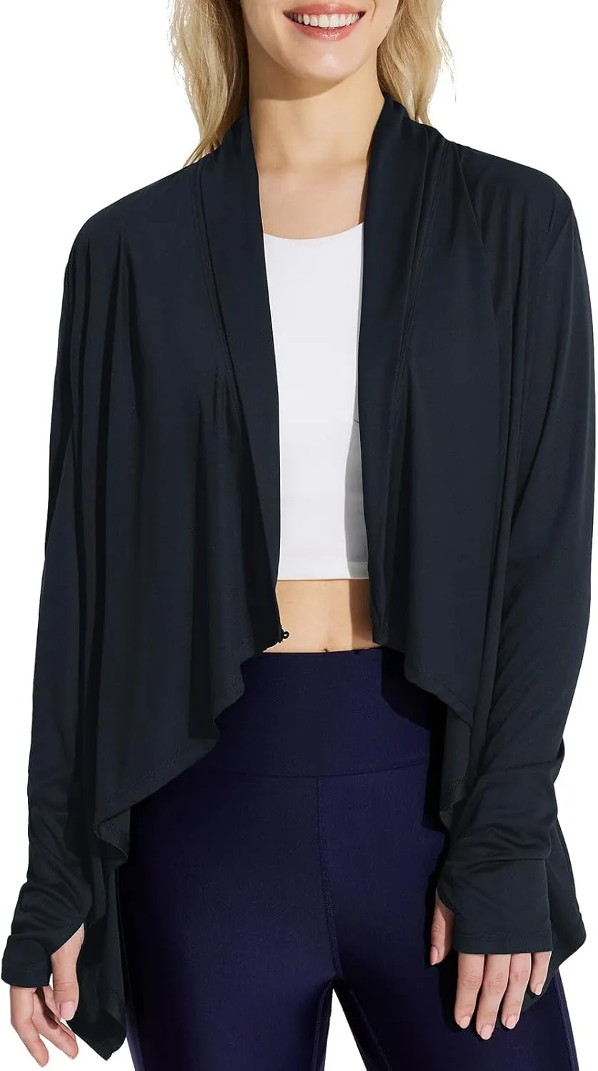 baleaf Women's Long Sleeve Sun Shirts UPF 50  Lightweight Open Front Cardigan with Pockets Beach Cover Up SPF Sun Wrap