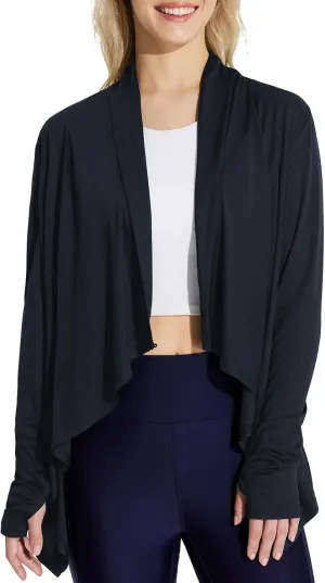 baleaf Women's Long Sleeve Sun Shirts UPF 50  Lightweight Open Front Cardigan with Pockets Beach Cover Up SPF Sun Wrap