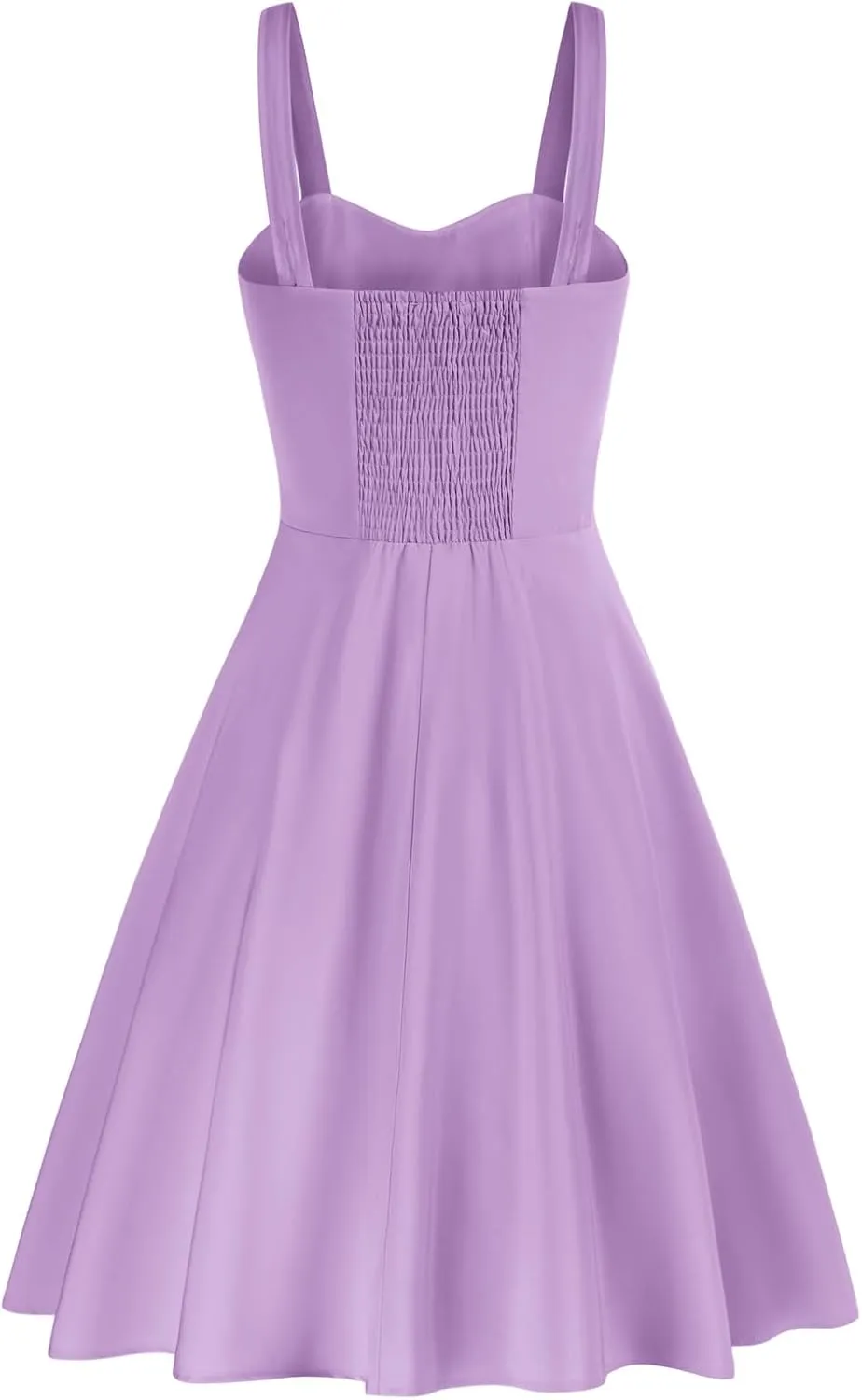 Belle Poque Women's Vintage Sleeveless Solid Floral Ruched Summer Cute A-Line Flowy Swing Midi Dress