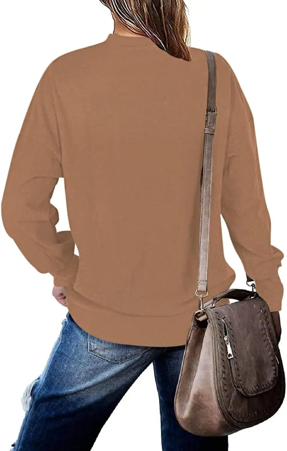 BEUFRI Oversized Sweatshirts for Women Crew Neck Long Sleeve Tunic Shirt Tops for Legging