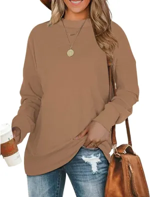 BEUFRI Oversized Sweatshirts for Women Crew Neck Long Sleeve Tunic Shirt Tops for Legging