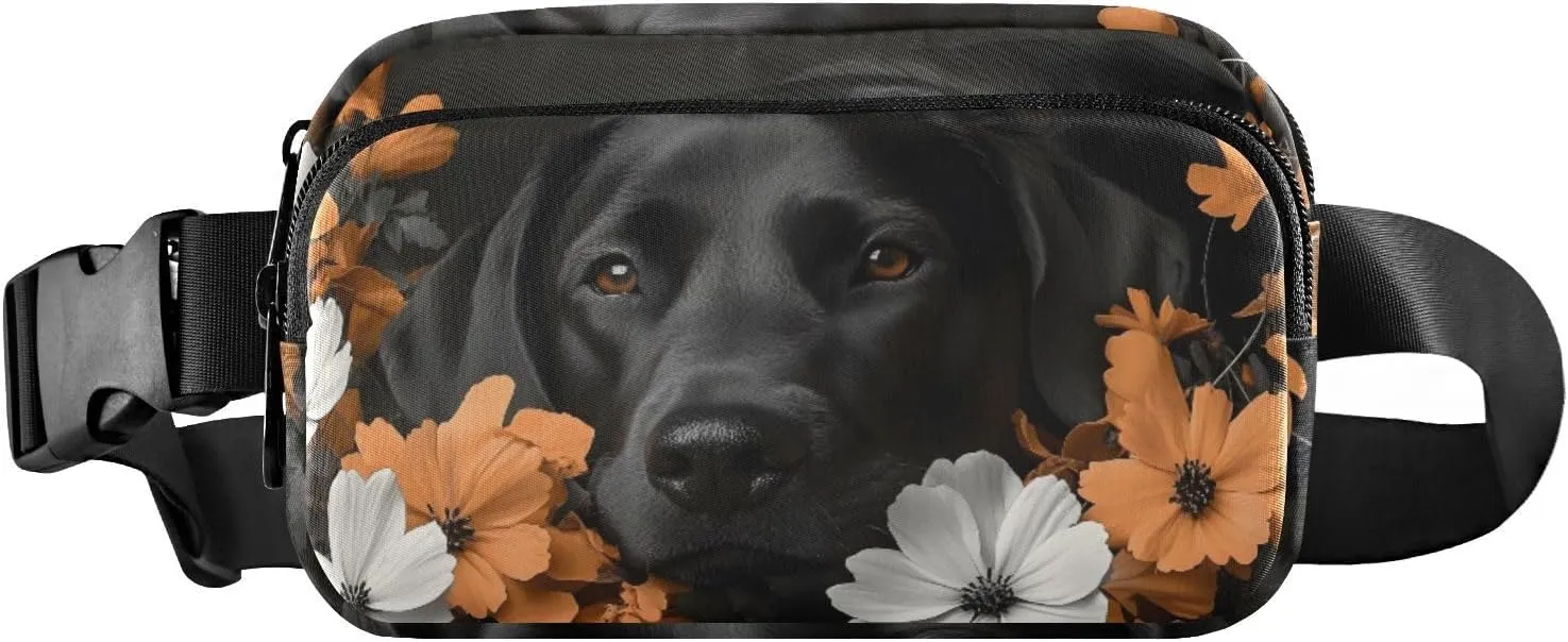 Black Labrador Fanny Packs for Women Men, Water Resistant Waist Pack Sling Bag Purse for Travel Hiking