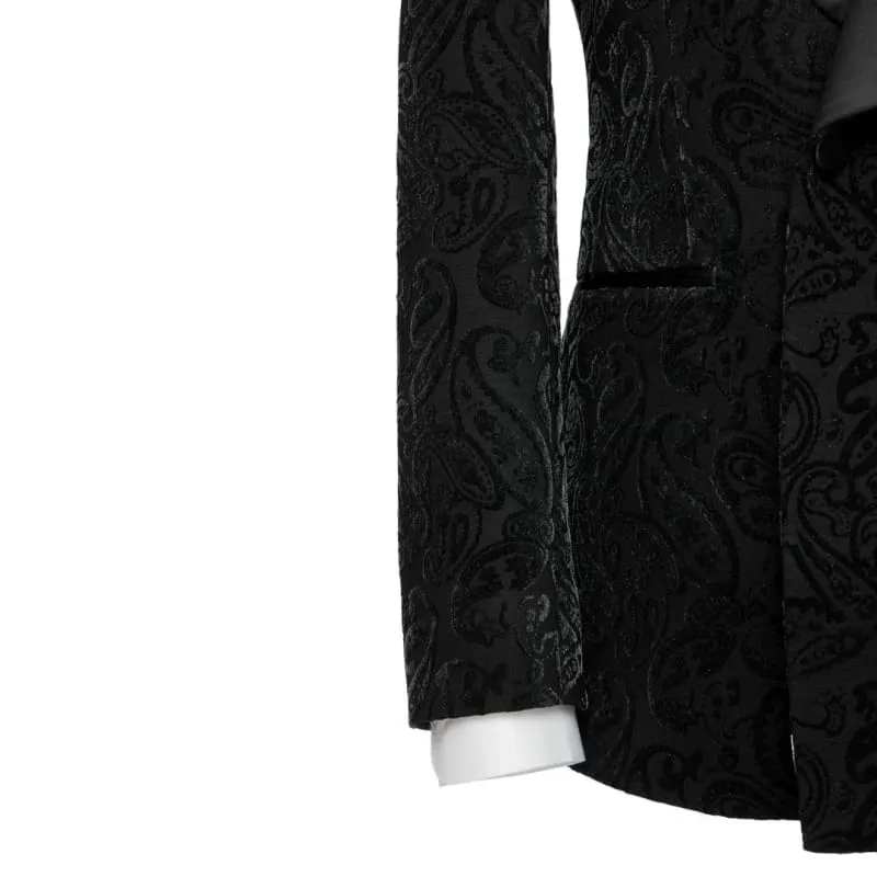 Black Shawl Lapel Double Breasted Jacquard Wedding Suits Formal Wedding Party Groom Blazer Pants
