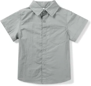 Boys' Button Down Short Sleeve Fishing Shirt Quick-Dry UV Sun Protection Outdoor Tops