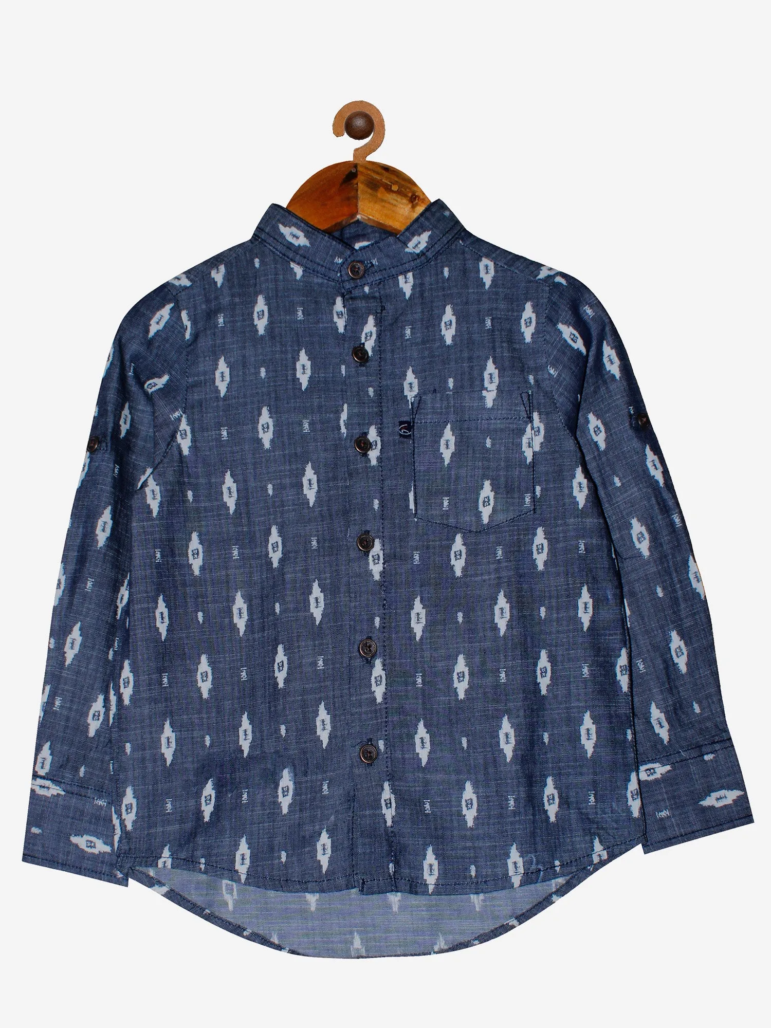Boys Mandarin Collar Full Sleeve Cotton Shirt