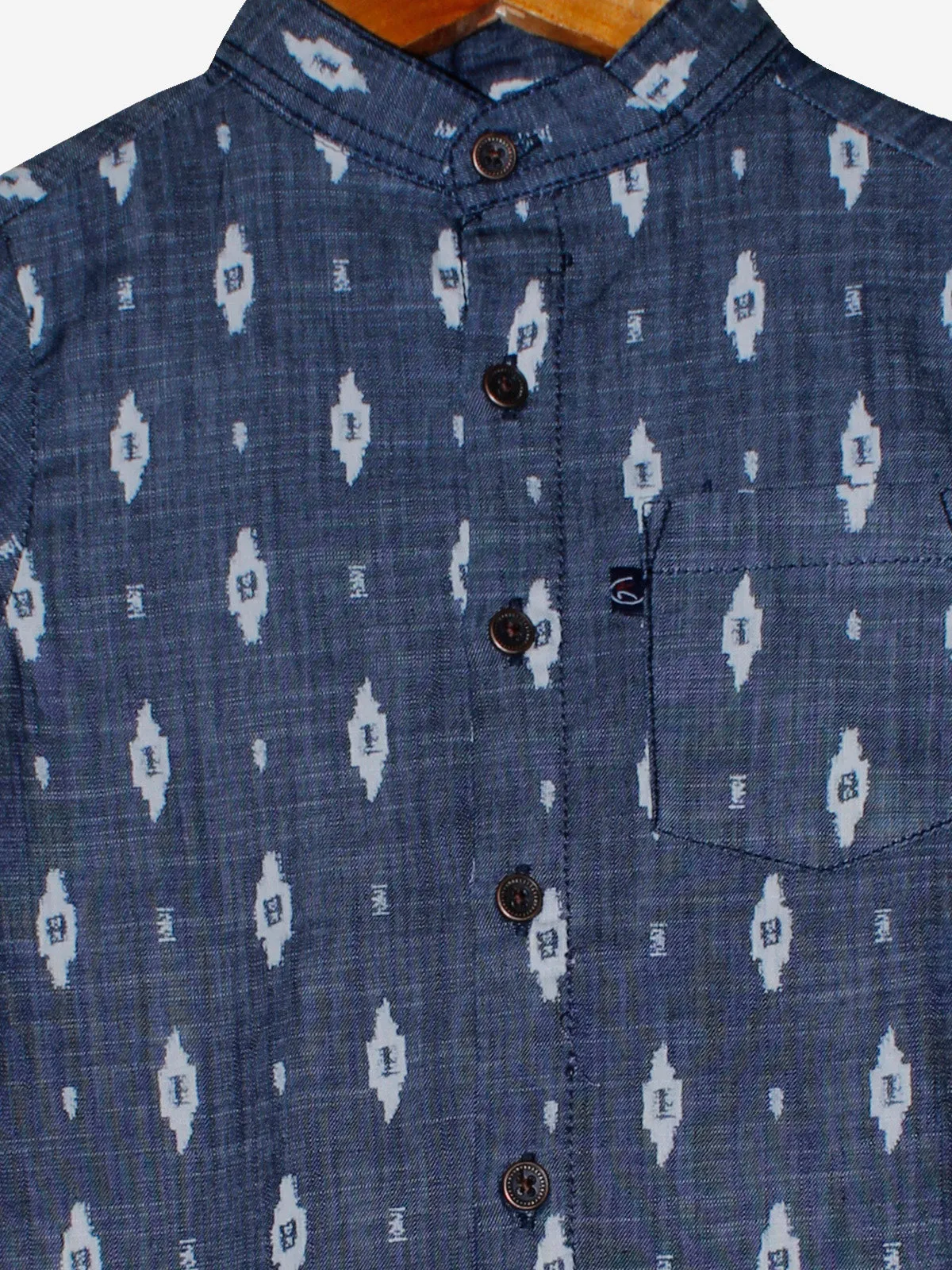 Boys Mandarin Collar Full Sleeve Cotton Shirt