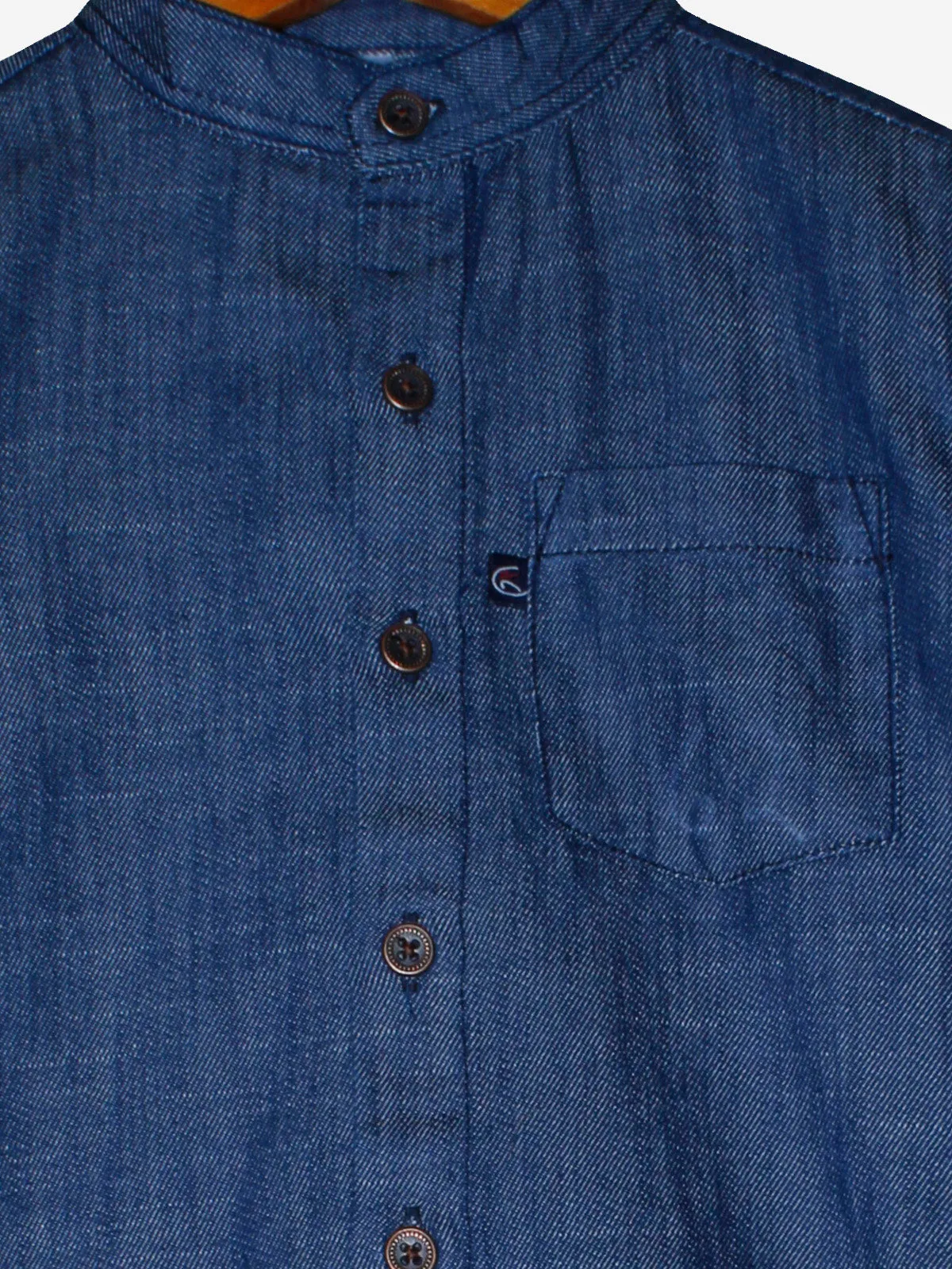 Boys Mandarin Collar Full Sleeve Cotton Shirt
