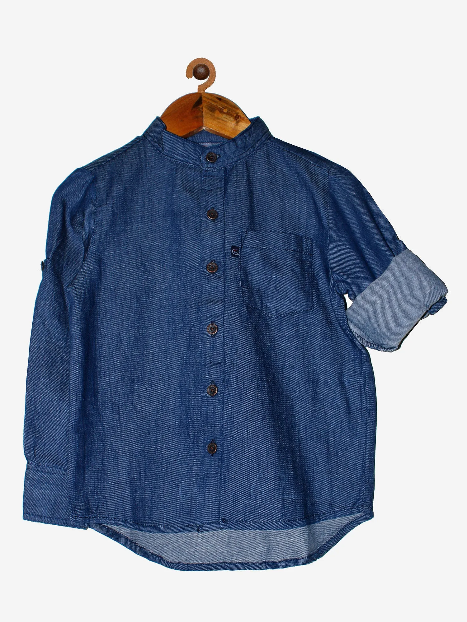 Boys Mandarin Collar Full Sleeve Cotton Shirt