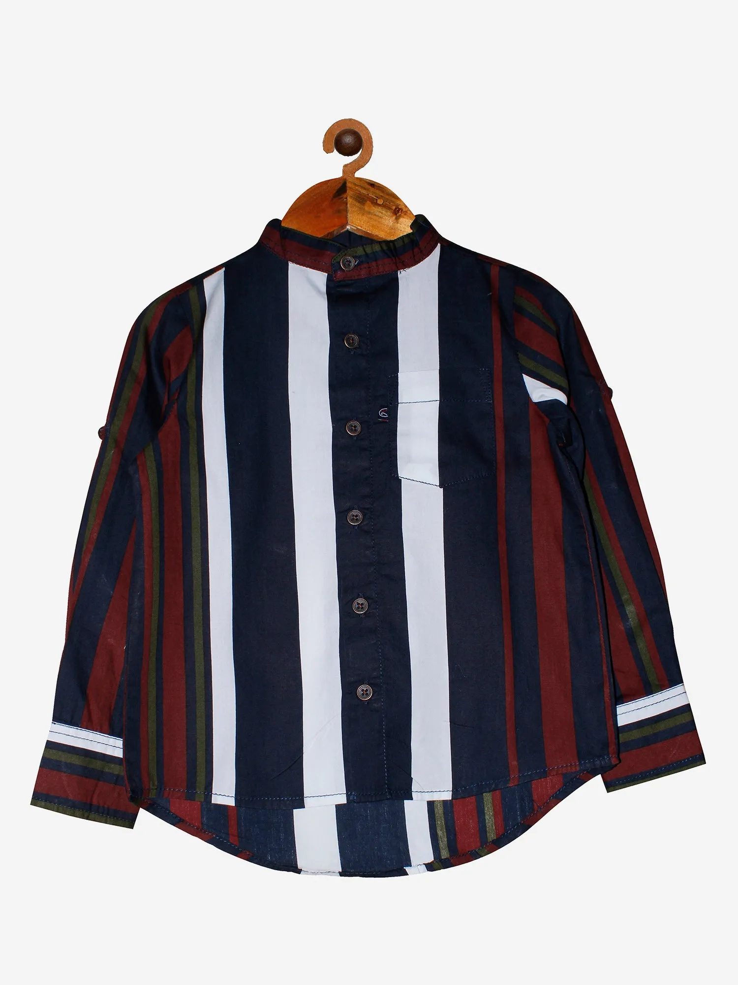 Boys Mandarin Collar Full Sleeve Cotton Shirt