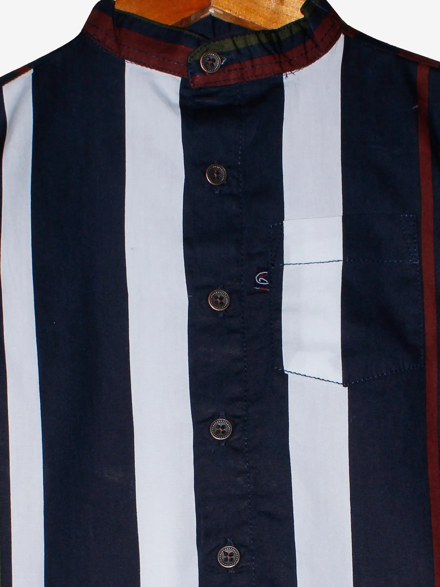 Boys Mandarin Collar Full Sleeve Cotton Shirt