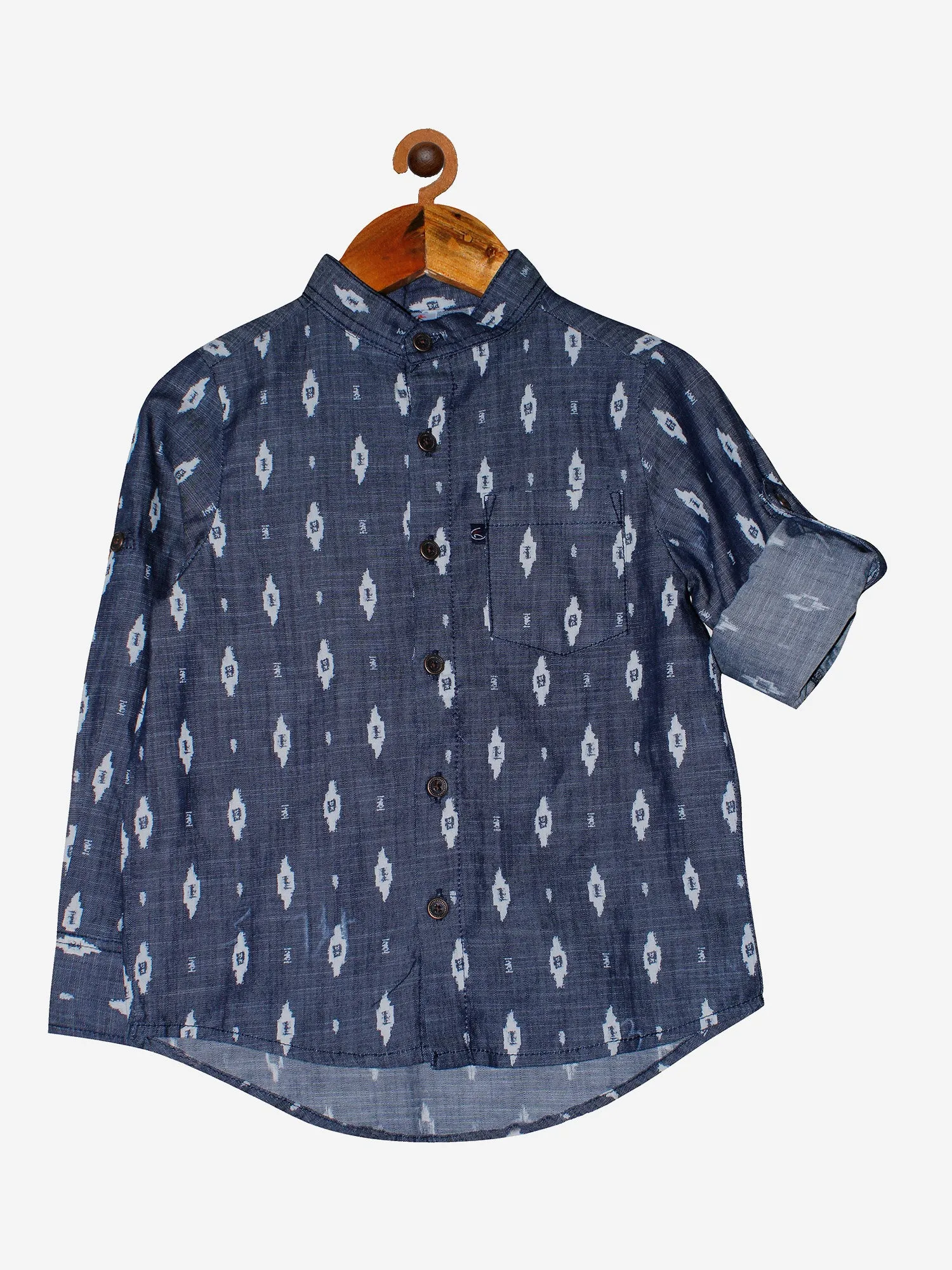 Boys Mandarin Collar Full Sleeve Cotton Shirt