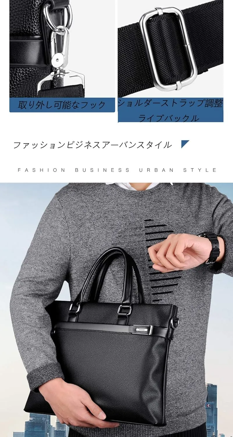 Briefcase Handbag Business Bags,Travel Office Business, Water Resistant 14in Laptop Messenger Bag for Men,Black Brown