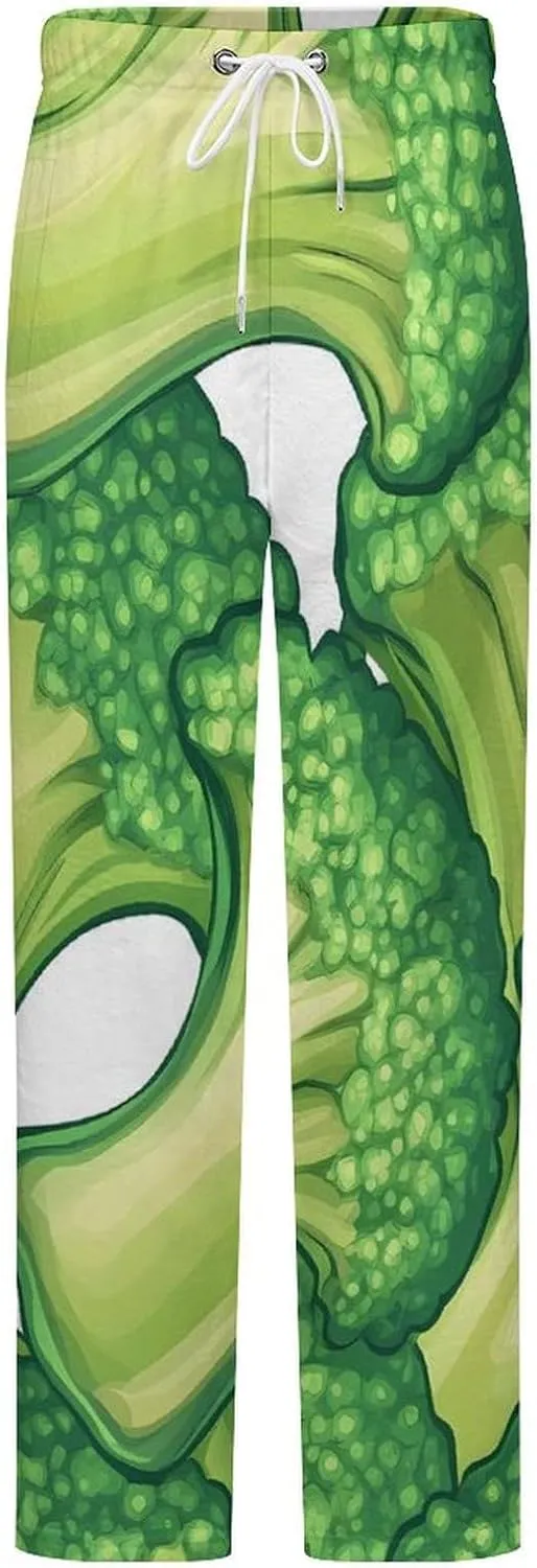 Broccoli Stack Womens Flannel Pajama Pants Long Length Sleep Lounge Pants with Drawstring Belt Loungewear