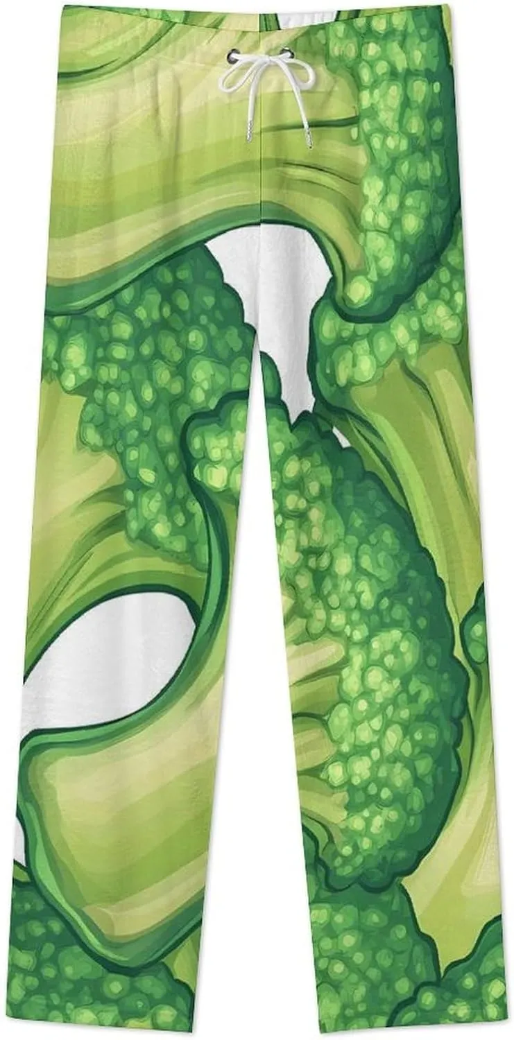 Broccoli Stack Womens Flannel Pajama Pants Long Length Sleep Lounge Pants with Drawstring Belt Loungewear