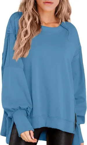 BWQ Womens Oversized Sweatshirt Crewneck Long Sleeve Shirts Pullover Sweatshirts S-2XL