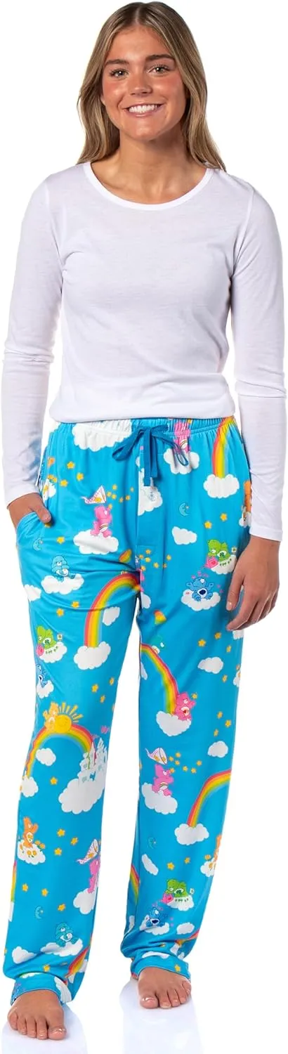 Care Bears Women's AOP Clouds and Rainbows Adult Lounge Sleep Pajama Pants with Drawstring Elastic Waistband