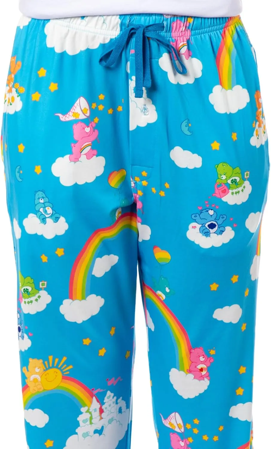 Care Bears Women's AOP Clouds and Rainbows Adult Lounge Sleep Pajama Pants with Drawstring Elastic Waistband